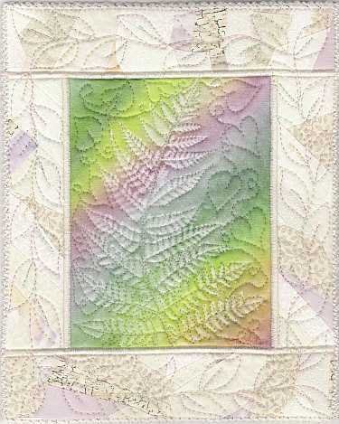 Sherbet Fern Sunprint 8x10 Mini Art Quilt, Sue Andrus Gardens